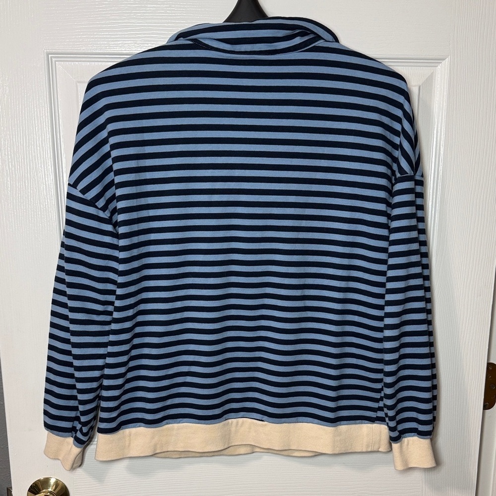 Women’s Striped Blue Quarter Zip - Picture 6 of 10